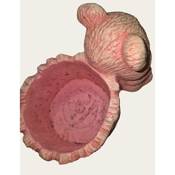 Vintage Ceramic Pink Bear Planter With Honey Pot Design - Picture 5 of 9